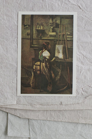 Old French Postcard - L'Atelier de Corot