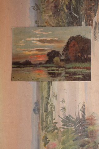Old Collectable Postcard - Sunset against the riverbank