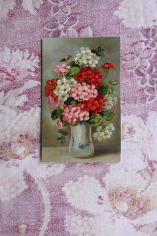 Collectable Embossed Postcard -  Geraniums