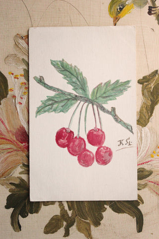 Hand Painted Watercolour Postcard -  Cherries