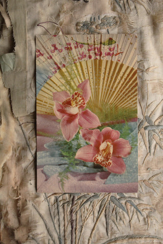 Old Collectable Postcard  - Orchid and Parasol