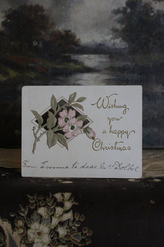 Old Greetings Card - Christmas Blossom