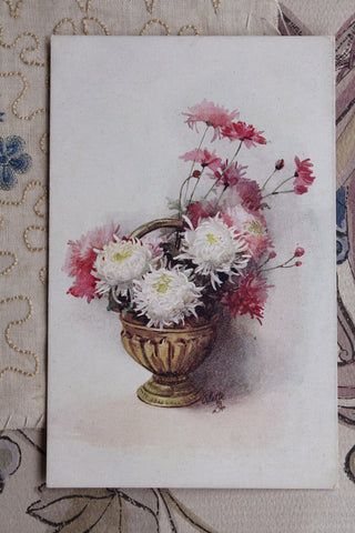 Collectable Postcard - Chrysanthemums and Brass