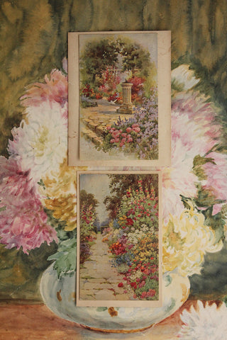 Two Old Embossed Postcards - Summer in Bloom (set 1)