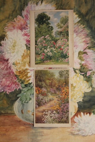 Two Old Embossed Postcards - Summer in Bloom (set 2)