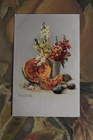 Collectable Postcard - Fruits & Flowers on Silver