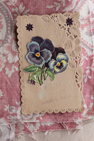 Beautifully Detailed Antique Postcard - Suhaits de Bonheur