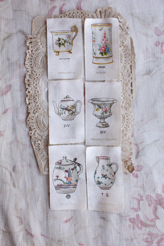 A Collection of Old Printed Cigarette Silks - Pottery - set 2