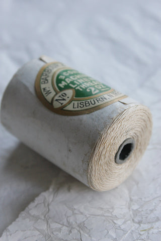 A Reel of Old Irish Linen Thread - (white and green label)