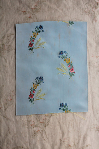 Old Embroidered Wide Ribbon Panel - Flower Posies