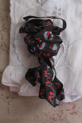 Woven Ribbon - Chicks on Black