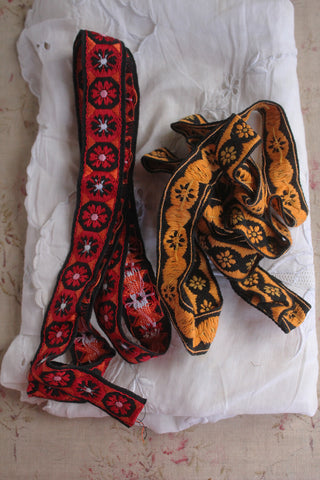 Woven Ribbon -Red, Orange and Black