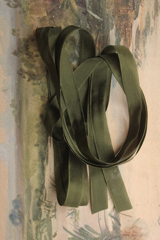 Found French Silk Taffeta Ribbon - Dark Fern