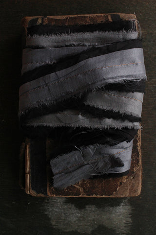 THE RIBBON PATH - Delicate Layered Silk Ribbon - Pewter