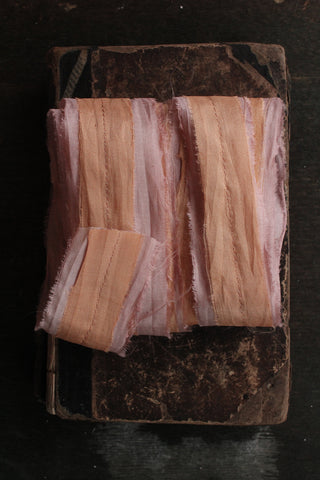 THE RIBBON PATH - Delicate Layered Silk Ribbon - Cream Spice
