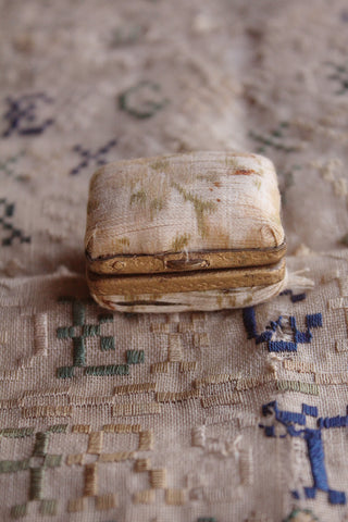 Beautiful Worn Antique Silk Ring Box