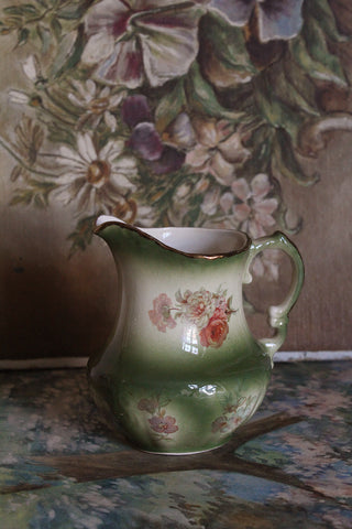 Victorian Ridgeway Hand Painted Pitcher with Pewter Lid "Scinde"