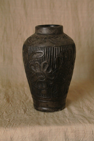 Floral Impressed and Carved Small Korond Vase