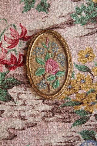 Thirties Embroidered Brooch front -  Rose