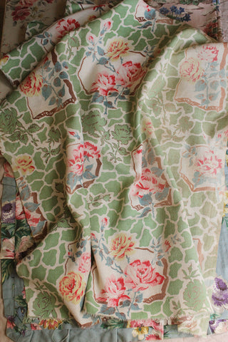 Vintage Reclaimed French Cotton Cretonne Panel - Faded