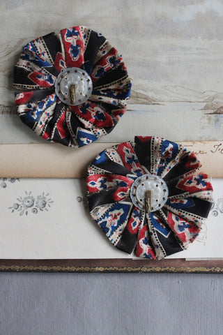 Old Hooked Silk Ribbon Rosettes