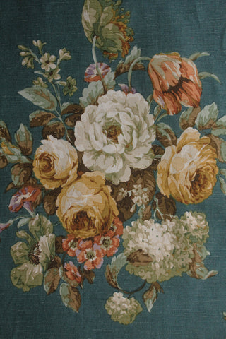 Rare Old Sanderson Linen Panel - Teal Floral