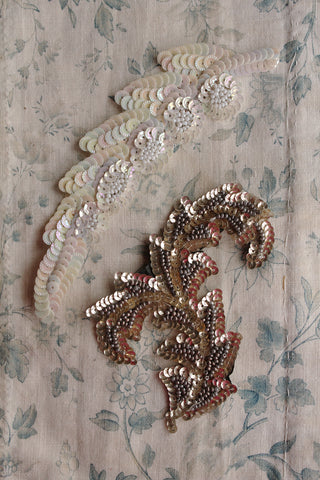 Vintage Sequined Leaf Appliques
