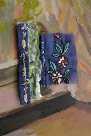Vintage Hand Sewn Sequin & Beaded Panels - Jewel Hues - trio 4