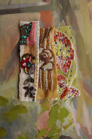 Vintage Hand Sewn Sequin & Beaded Panels - Jewel Hues - trio 5