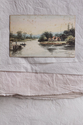 Old Hand Painted Postcard - Bays Lock