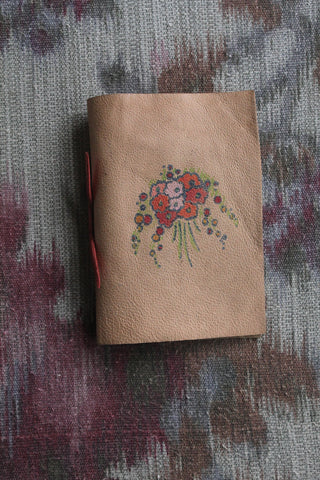 Sweet Little Floral Hand Made Leather Sewing Case