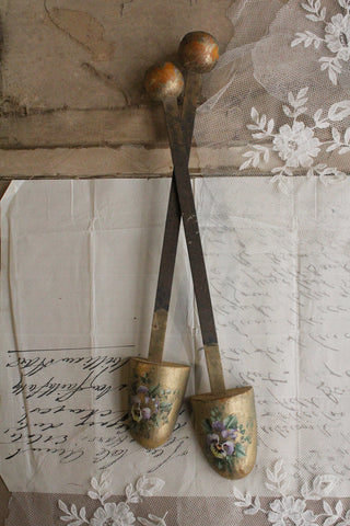 A Pair of Antique Hand Painted Shoe Horns