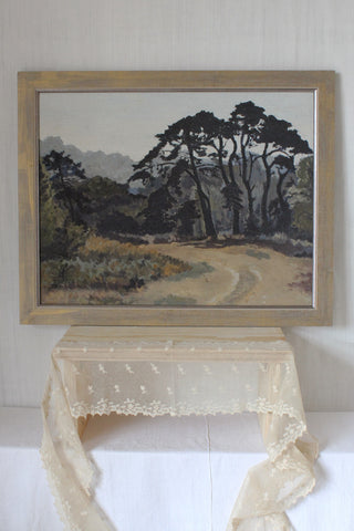 Vintage Oil Landscape Painting on Board - The Silhouettes