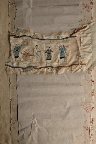 Exquisite Hand Embroidered Reclaimed 18th Century Silk Fragment - No.7