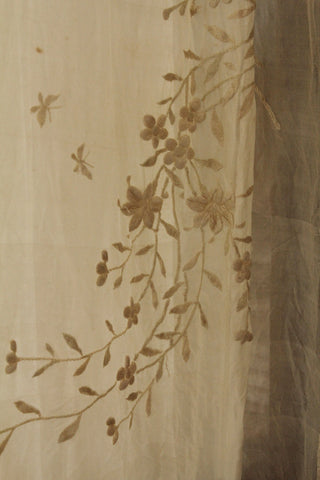 Exquisite Hand Embroidered Silk Shawl (Window Drape) - Flowers & Butterflies