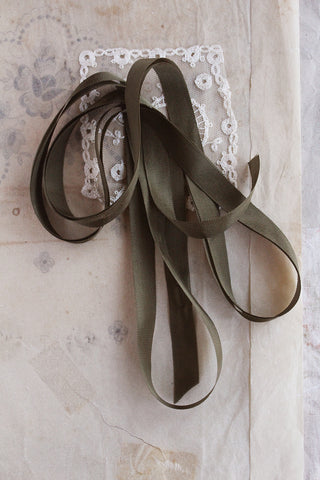Found French Silk Taffeta Ribbon - Olive Tree