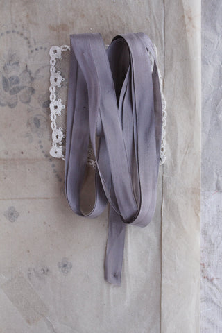 Found French Silk Taffeta Ribbon - Mauve Grey