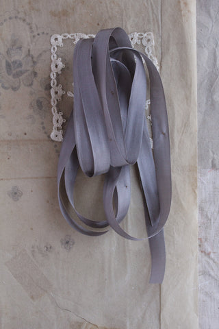Found French Silk Taffeta Ribbon - Warm Pewter