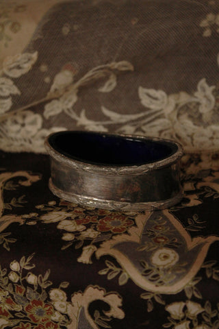 Plated & Blue Glass Small Pot