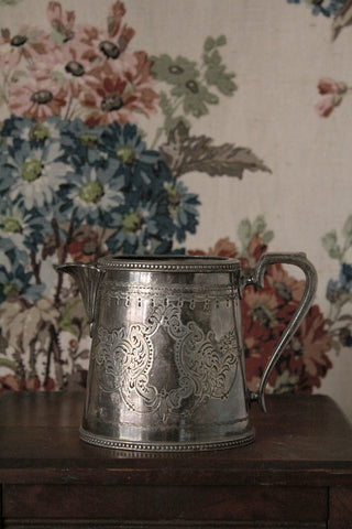 Antique Decorative Plated Jug With Scalloped Spout