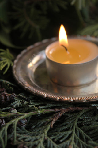 Vintage Small Silver Plated Dish & Tea Light
