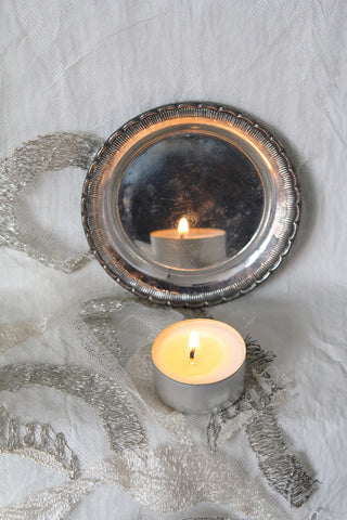 Vintage Small Silver Plated Dish & Tea Light
