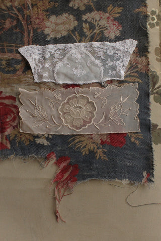 Two Beautiful Old Silk & Lace Decorative Panels