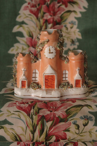 Old Staffordshire Pottery Vase - Church