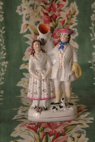 Staffordshire Pottery Vase - Courting Couple