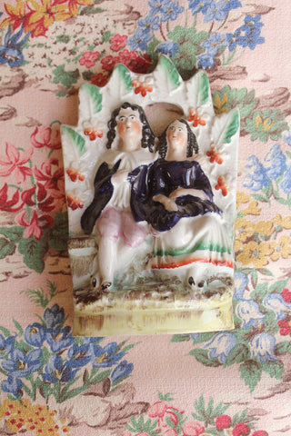 Staffordshire Pottery - Courting Couple Under A Floral Arch
