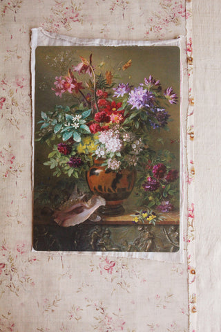 MANTLE CARD -  Medium - Still Life With Flowers, Shell & Allegory