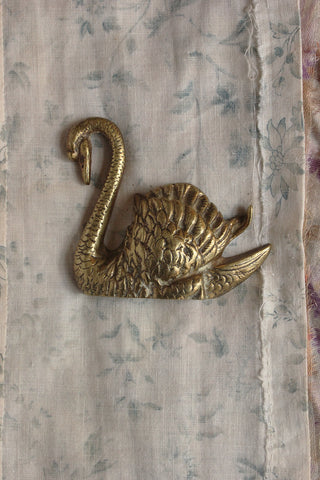 Beautiful Old Brass Swan Planter