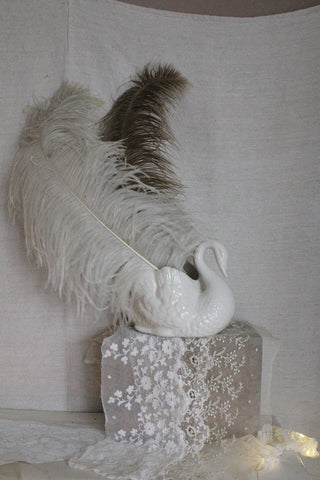 Beautiful Old Swan - Plant Pot - Medium Old White