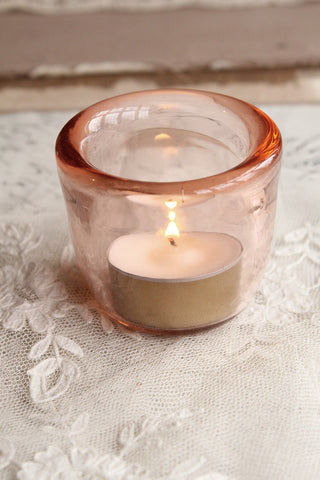 Blush Orange Glass Tea Light Holder